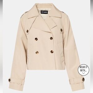 Steve Madden Beige Cropped Double-Breasted Trench Jacket (SIRUS JACKET)